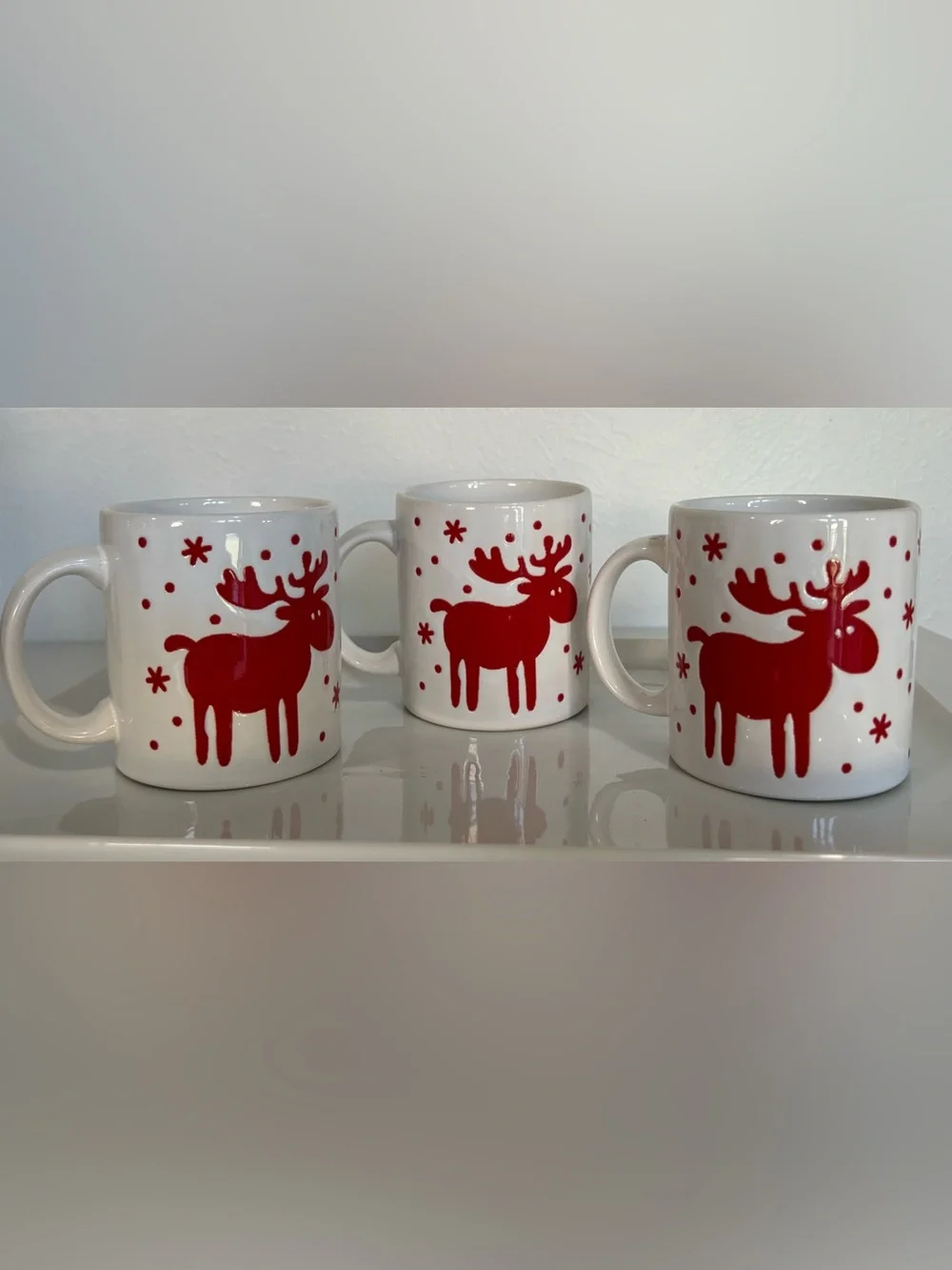 Rare Vintage Waechtersbach Germany Willie Reindeer Christmas Mugs - Set of 3